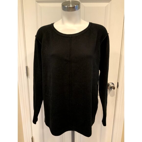 French Connection Black Soft & Stretchy Knit Sweater W/ Exposed Seams, Size M - Picture 1 of 8